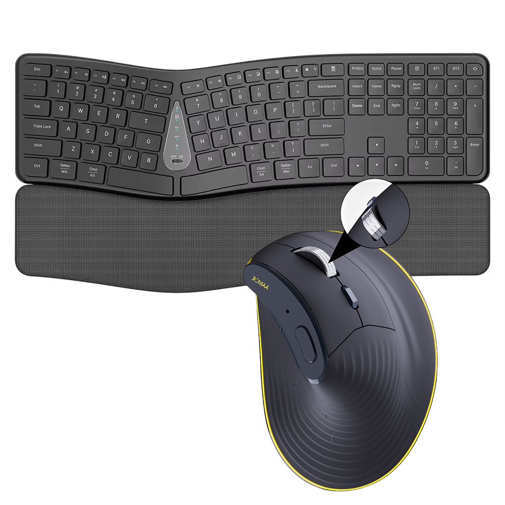 Gaming Keyboard Ergonomic - 2.4G Wireless Keyboard Mouse Combo,Comfortable Natural