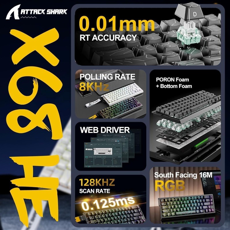 ATTACK SHARK X68 HE 8000Hz Rap - огляд і ціна Keyboard Gaming Mac