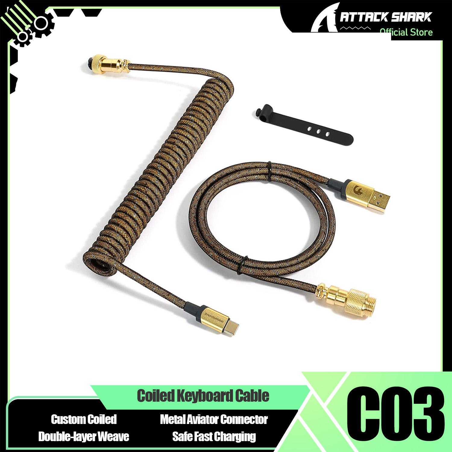 ATTACK SHARK * MAMBASNAKE C03  - огляд і ціна Coiled Usb Cable