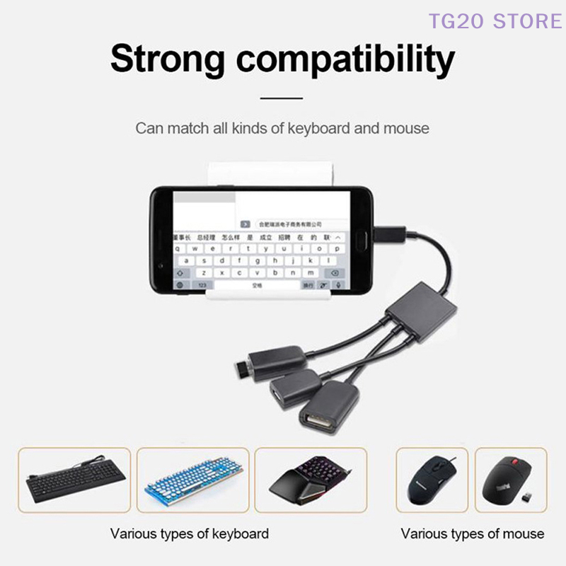 3in1 Micro USB To 2 OTG 3 Port - огляд і ціна Gaming Keyboard Type C