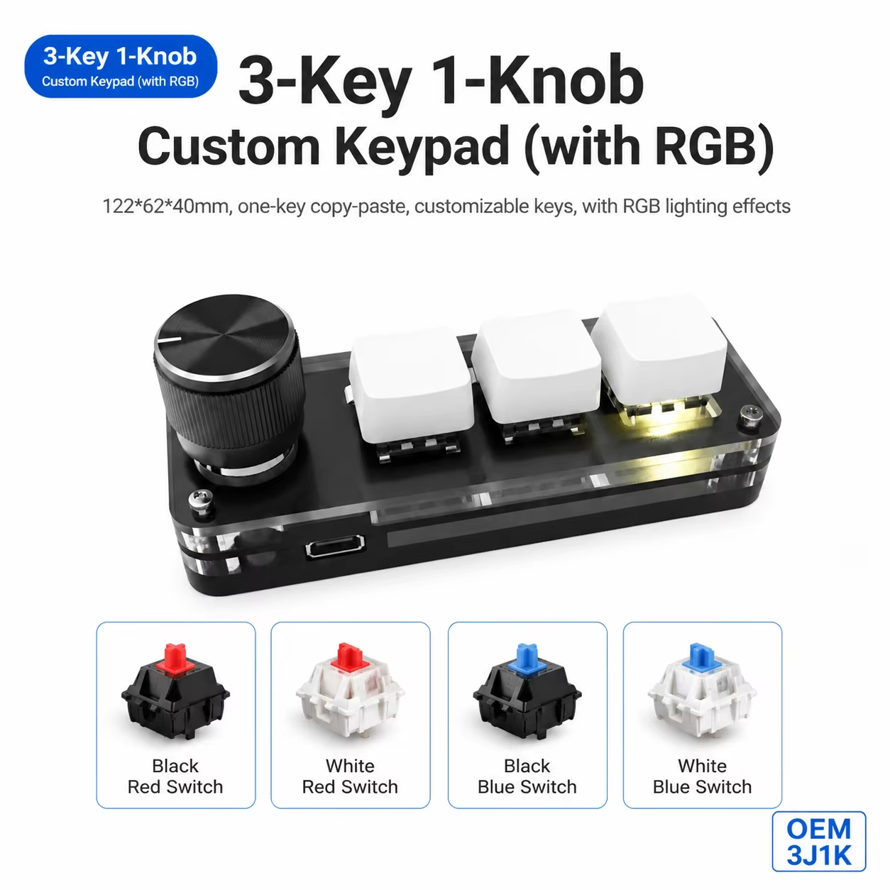 Programmable 3 Keys With Knob  - огляд і ціна Gaming Keyboard No Number Pad